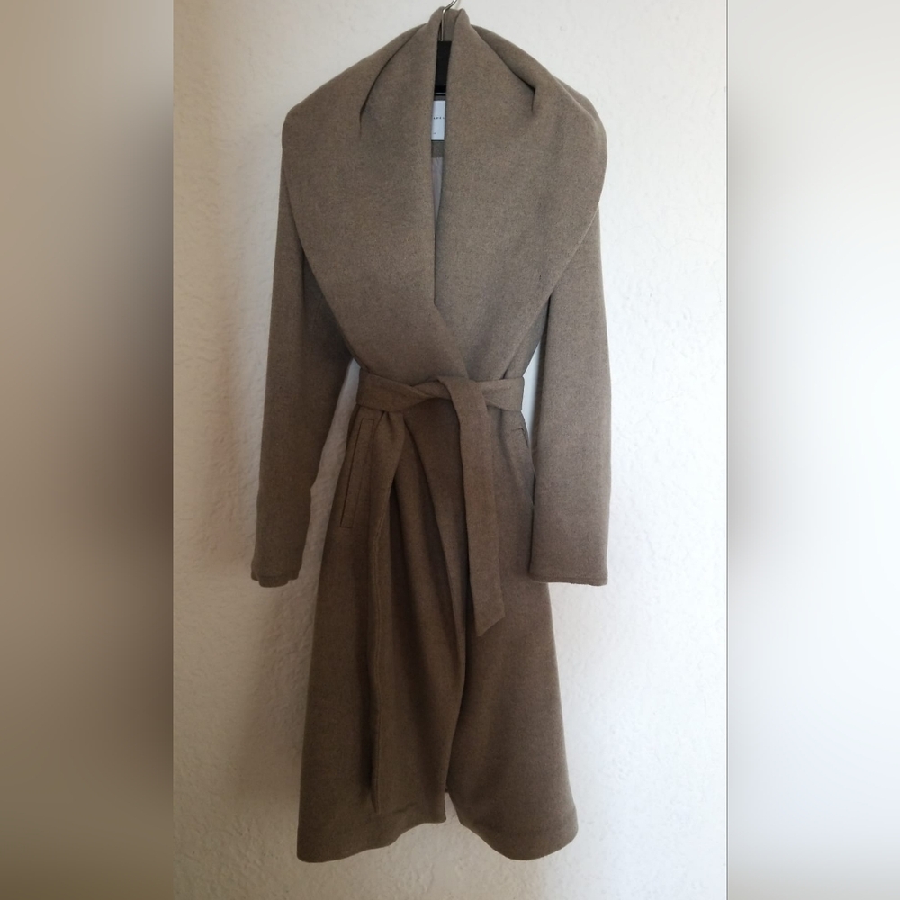 Rino & Pelle Milon Long Wood Blend Coat trench double folded collar 38 - Picture 5 of 11
